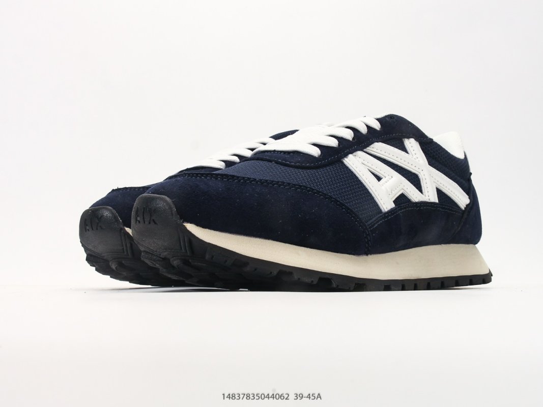 Armani Exchange AX Navy Suede Nylon Runner Sneaker view