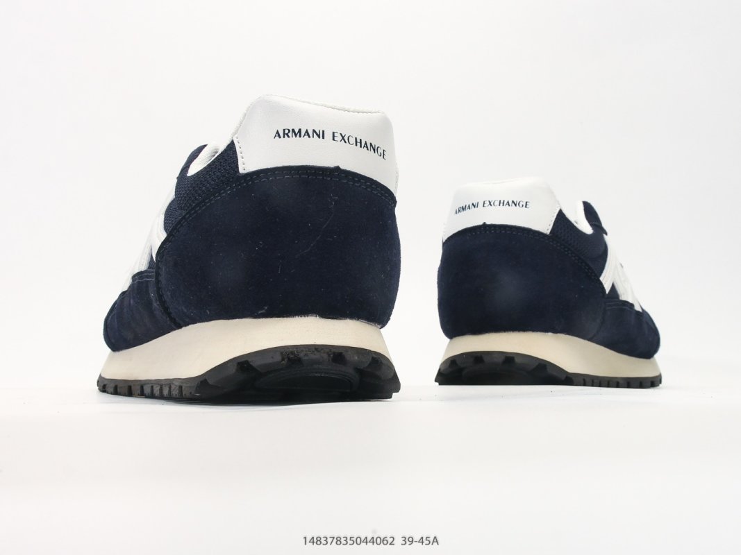 Armani Exchange AX Navy Suede Nylon Runner Sneaker view