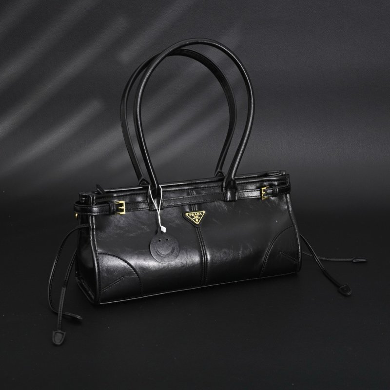 Prada Soft Lux Medium Black Leather Handbag