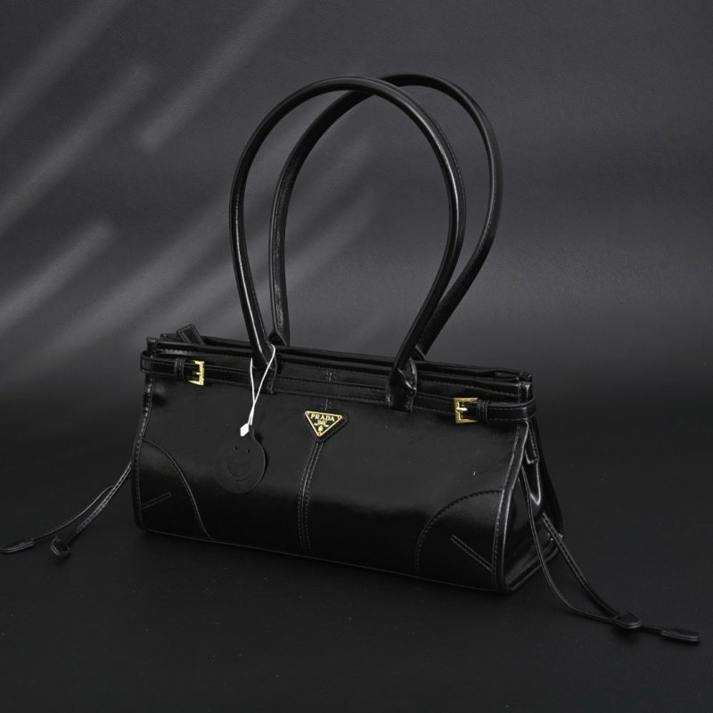 Prada Soft Lux Medium Black Leather Handbag view
