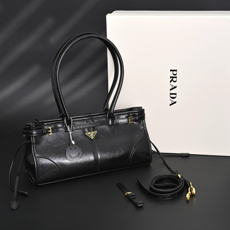 Prada Soft Lux Medium Black Leather Handbag view