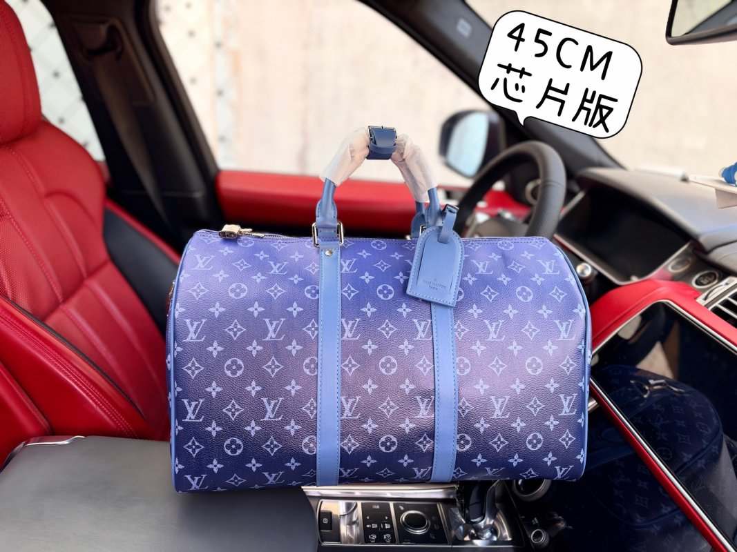 Louis Vuitton Keepall Bandoulière 45 Sea Blue Monogram Travel Bag