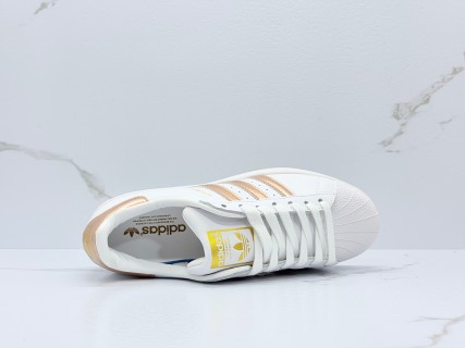 Adidas Superstar White Gold Metallic Low-Top Sneaker view 3