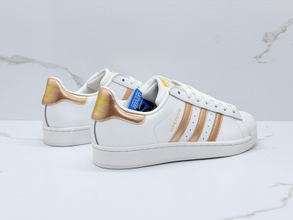 Adidas Superstar White Gold Metallic Low-Top Sneaker view 6