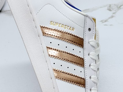 Adidas Superstar White Gold Metallic Low-Top Sneaker view 7