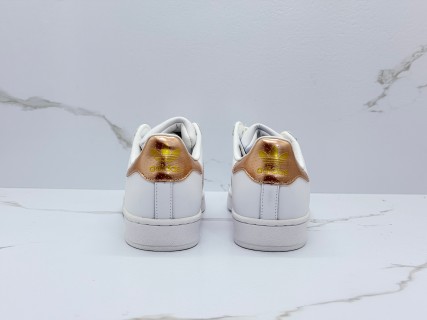 Adidas Superstar White Gold Metallic Low-Top Sneaker view 9
