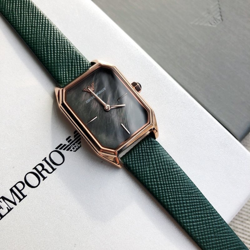 Emporio Armani AR11149 Green Lizard Leather Square Watch view