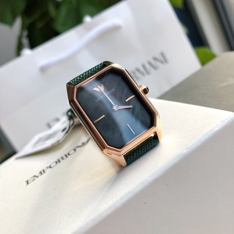 Emporio Armani AR11149 Green Lizard Leather Square Watch view