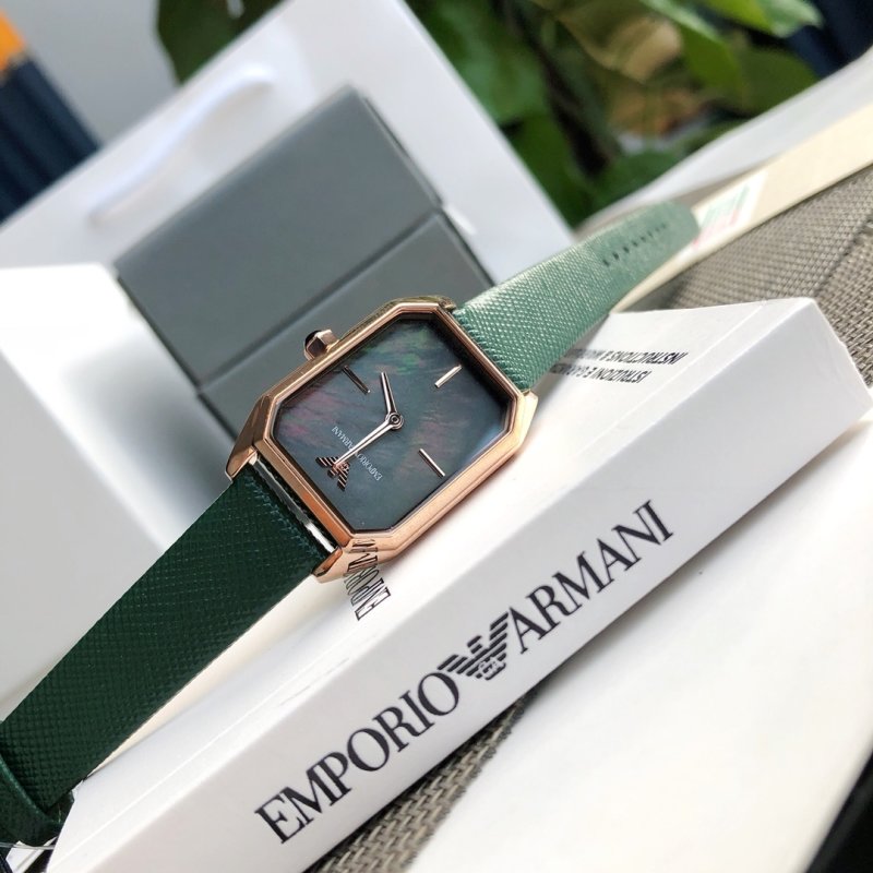 Emporio Armani AR11149 Green Lizard Leather Square Watch view