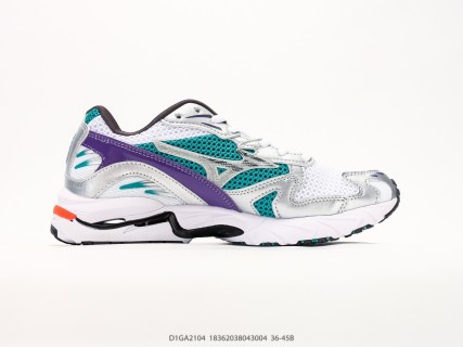 Mizuno Wave Rider 10 White Teal Purple Low-Top Running Shoe view 2