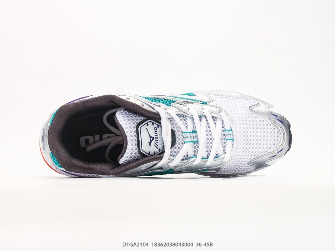 Mizuno Wave Rider 10 White Teal Purple Low-Top Running Shoe view
