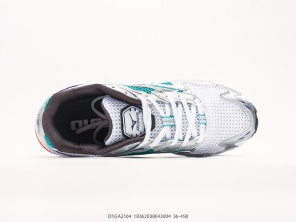Mizuno Wave Rider 10 White Teal Purple Low-Top Running Shoe view 3