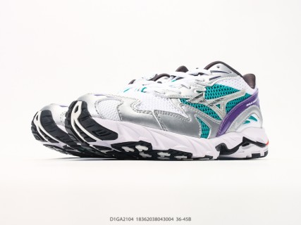 Mizuno Wave Rider 10 White Teal Purple Low-Top Running Shoe view 5