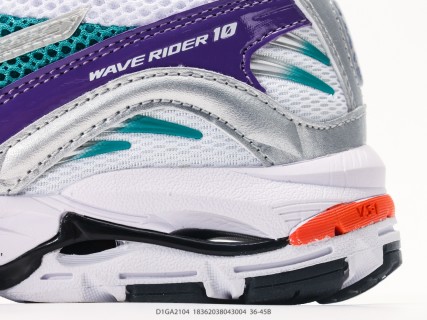 Mizuno Wave Rider 10 White Teal Purple Low-Top Running Shoe view 7