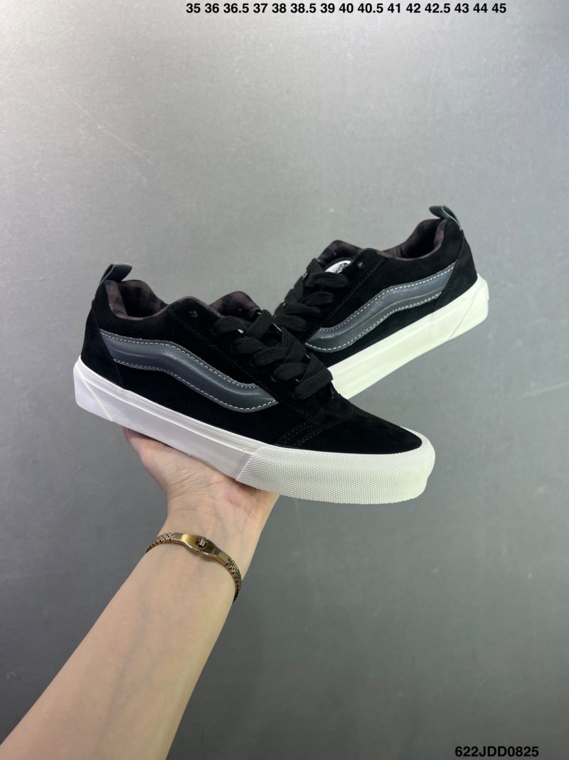 Vans Knu Skool Black White Plaid Patchwork Bread Shoe UA Rep view