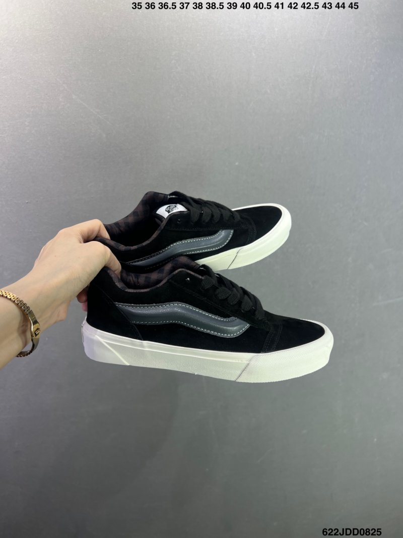 Vans Knu Skool Black White Plaid Patchwork Bread Shoe UA Rep view
