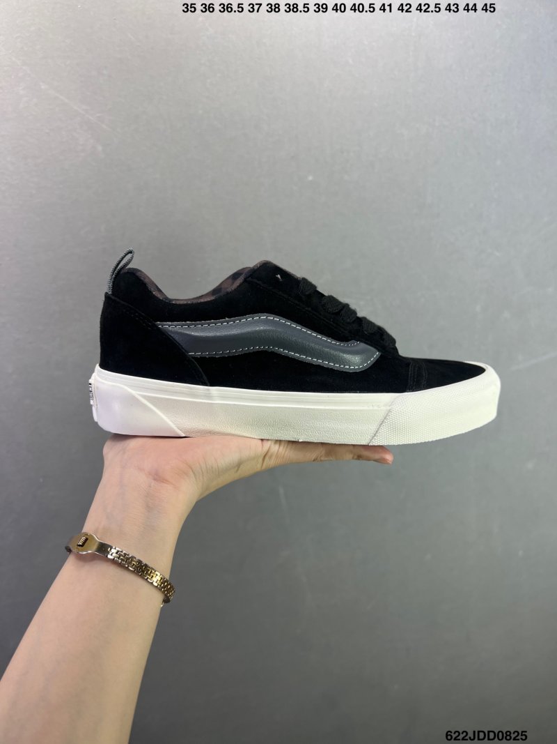 Vans Knu Skool Black White Plaid Patchwork Bread Shoe UA Rep view