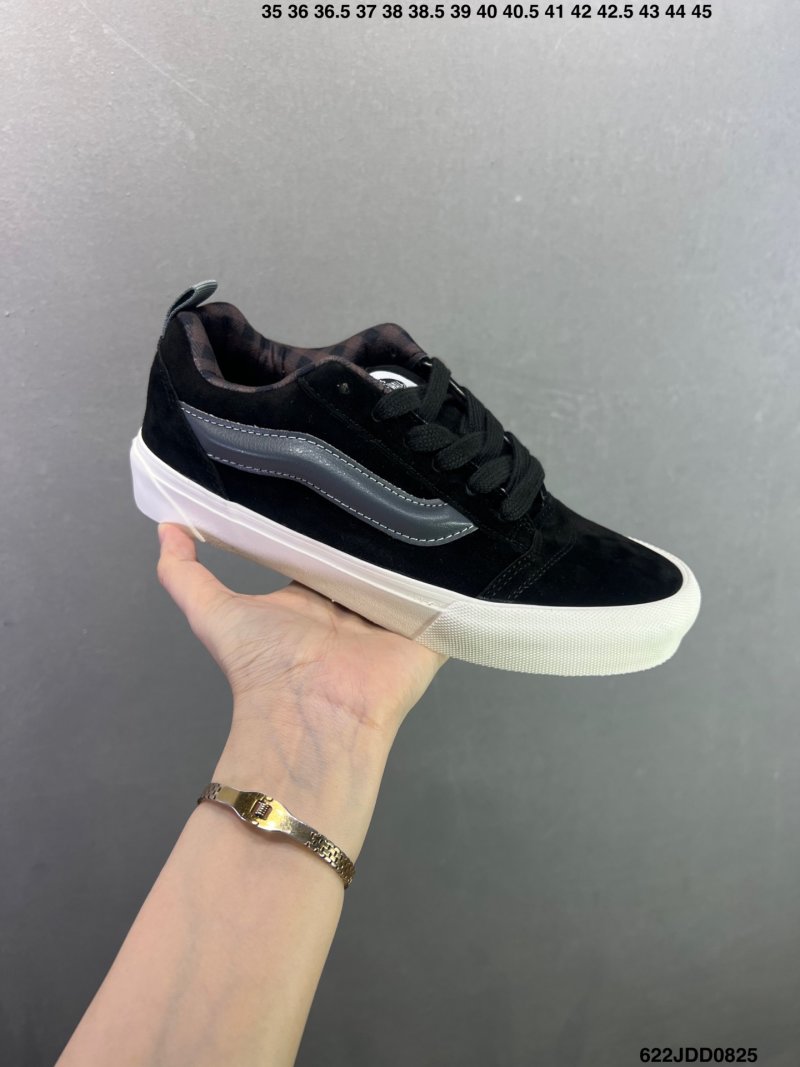 Vans Knu Skool Black White Plaid Patchwork Bread Shoe UA Rep view