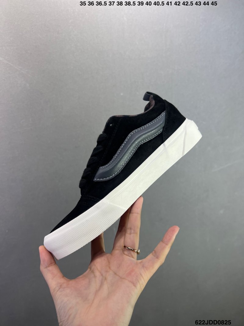 Vans Knu Skool Black White Plaid Patchwork Bread Shoe UA Rep view