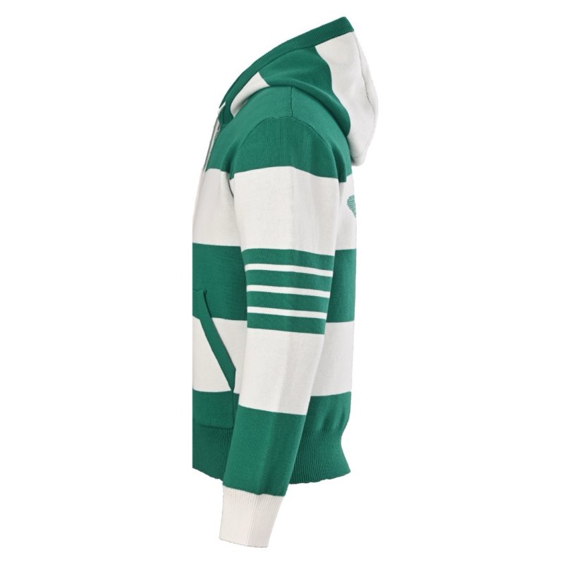 Thom Browne Wide Stripe Knit Hoodie Green White view