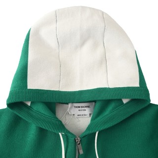 Thom Browne Wide Stripe Knit Hoodie Green White view 4