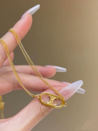 Celine Triomphe Arc Pendant Gold Necklace UA Replica view 2