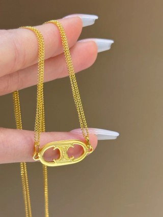 Celine Triomphe Arc Pendant Gold Necklace UA Replica view 3
