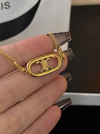 Celine Triomphe Arc Pendant Gold Necklace UA Replica view 4