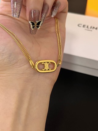 Celine Triomphe Arc Pendant Gold Necklace UA Replica view 5