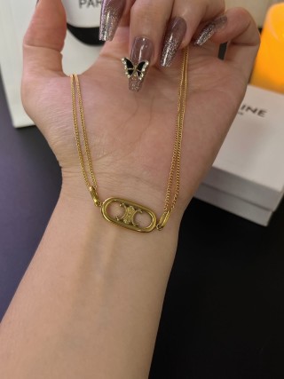 Celine Triomphe Arc Pendant Gold Necklace UA Replica view 6