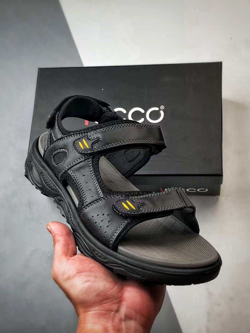 ECCO Offroad Men's Leather Sport Sandal Grey Black