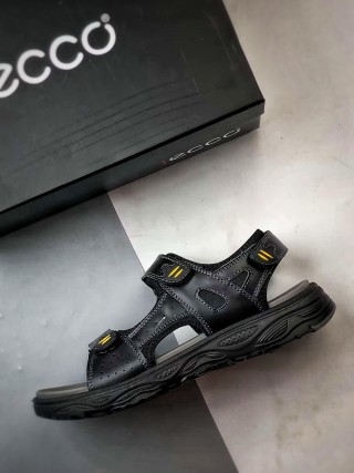 ECCO Offroad Men's Leather Sport Sandal Grey Black view 3