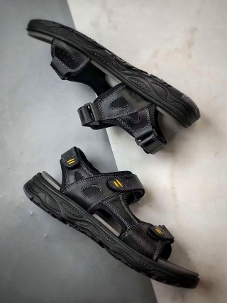 ECCO Offroad Men's Leather Sport Sandal Grey Black view 5