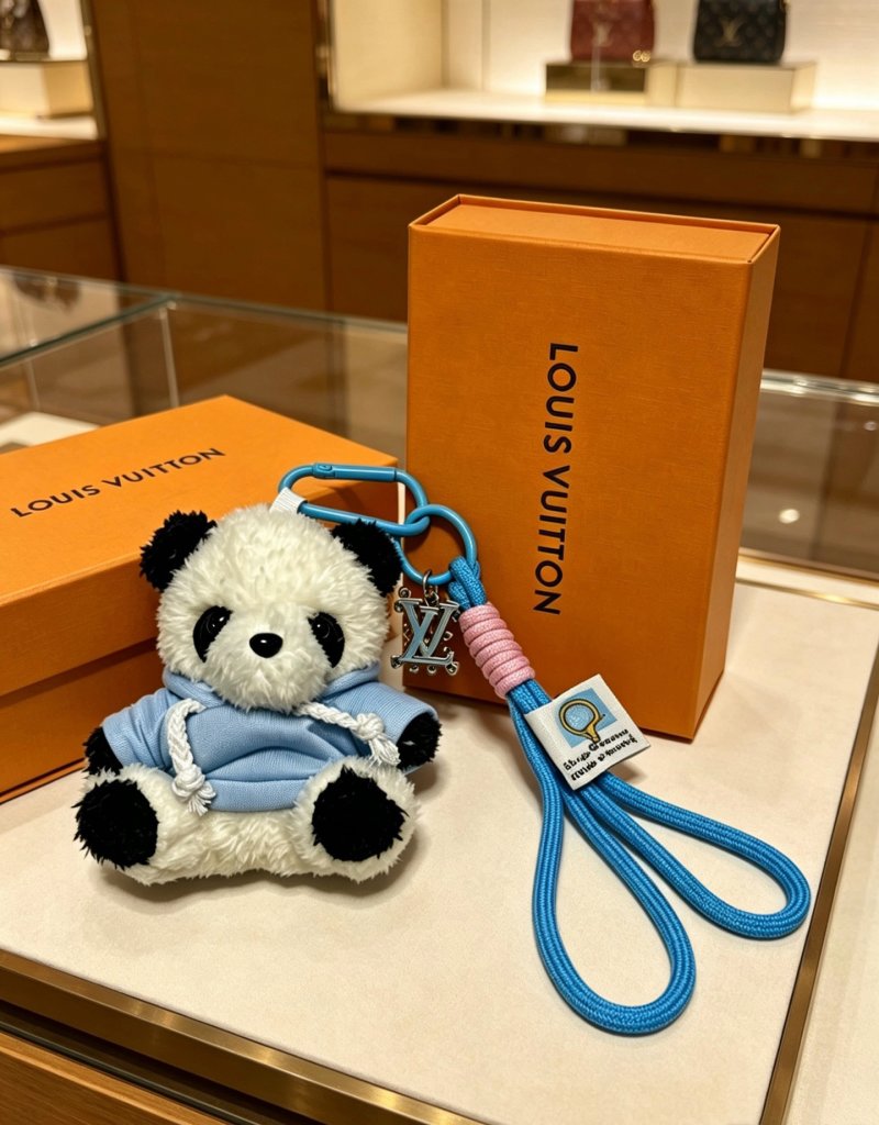 Louis Vuitton Teddy Bear Bag Charm Keychain Blue view