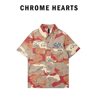 Chrome Hearts Camouflage Military Canvas Denim Short Sleeve Shirt