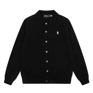 Ralph Lauren Pima Cotton Black Knit Collar Cardigan