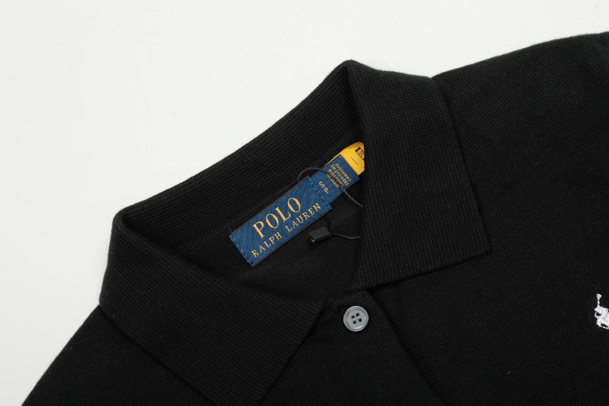Ralph Lauren Pima Cotton Black Knit Collar Cardigan view
