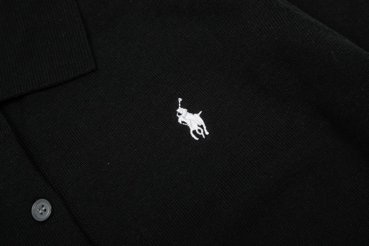 Ralph Lauren Pima Cotton Black Knit Collar Cardigan view