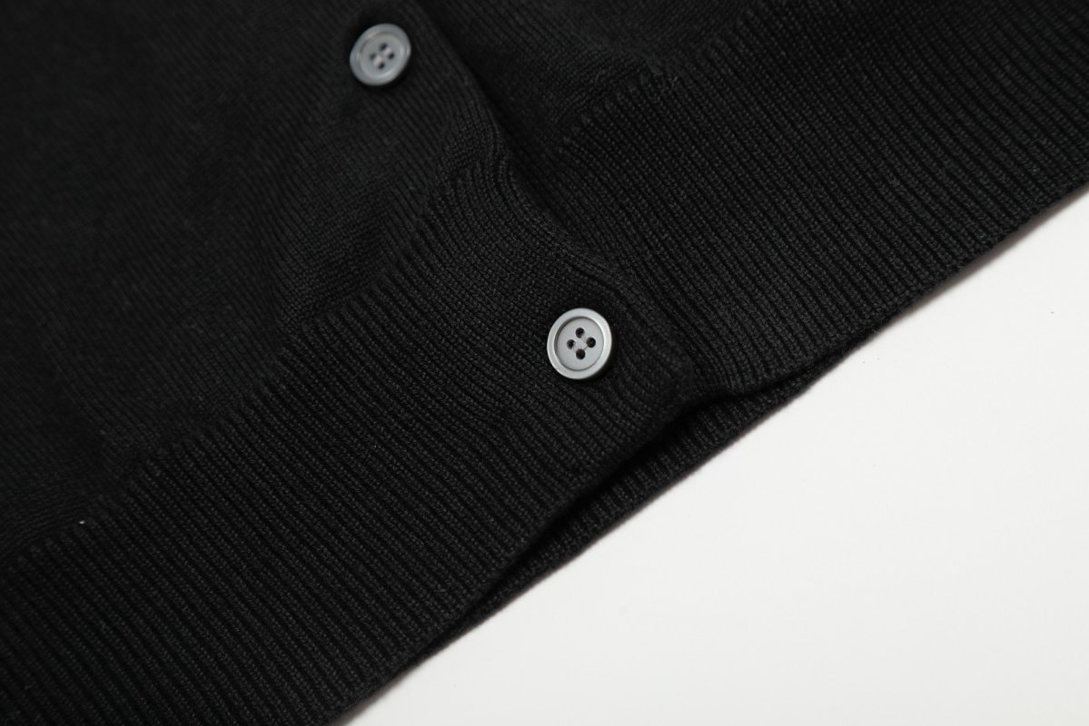 Ralph Lauren Pima Cotton Black Knit Collar Cardigan view