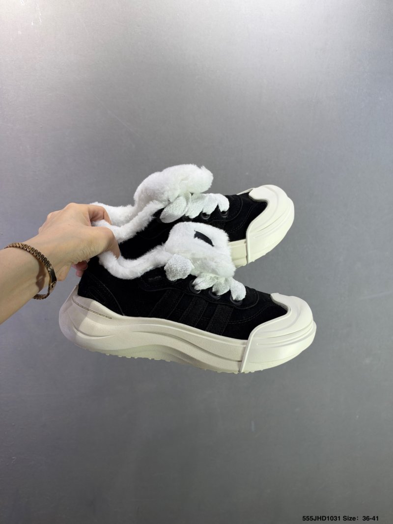 Adidas Maxxcourt SE Fuzzy Black White Women's Low-Top Casual Sneaker view
