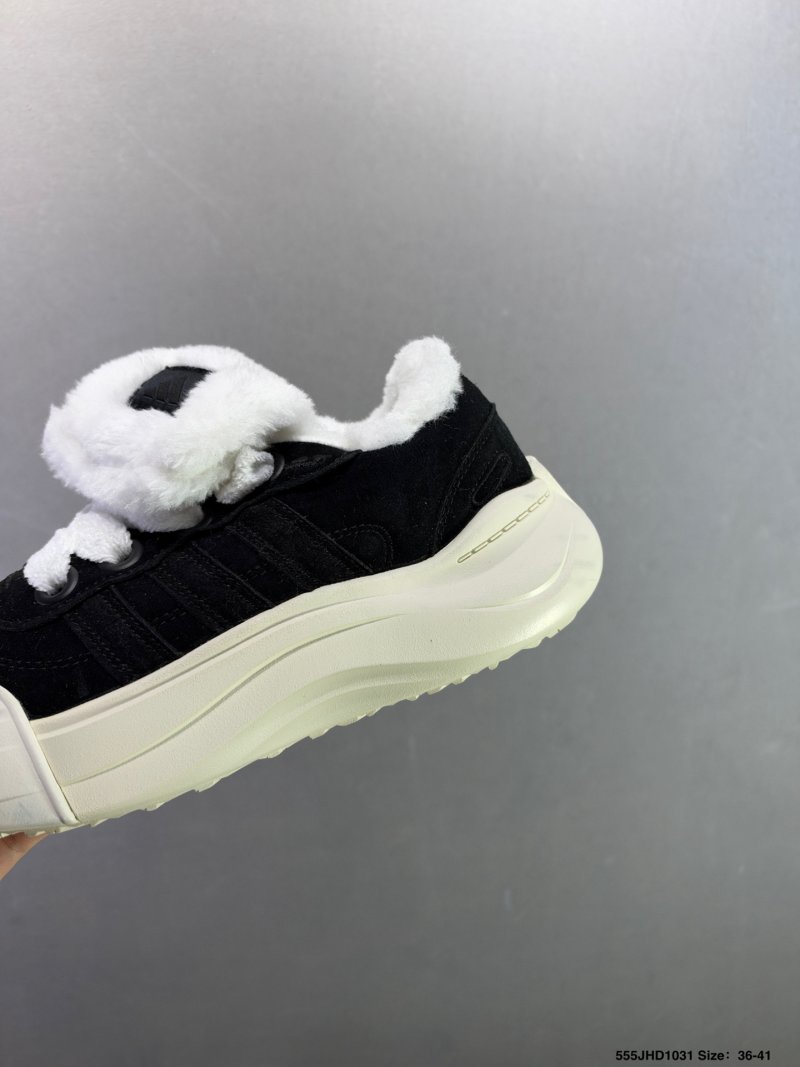 Adidas Maxxcourt SE Fuzzy Black White Women's Low-Top Casual Sneaker view