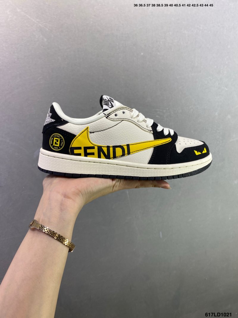Jordan Air Jordan 1 Low Custom Fendi Inspired Black Yellow White