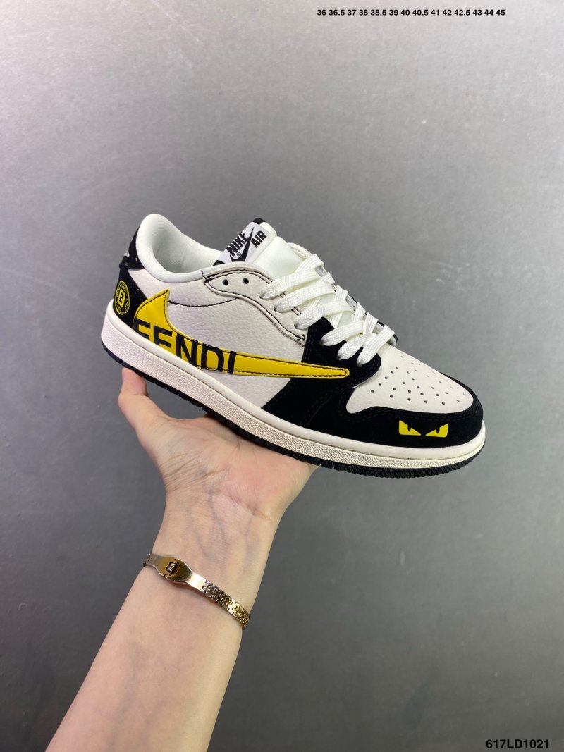 Jordan Air Jordan 1 Low Custom Fendi Inspired Black Yellow White view
