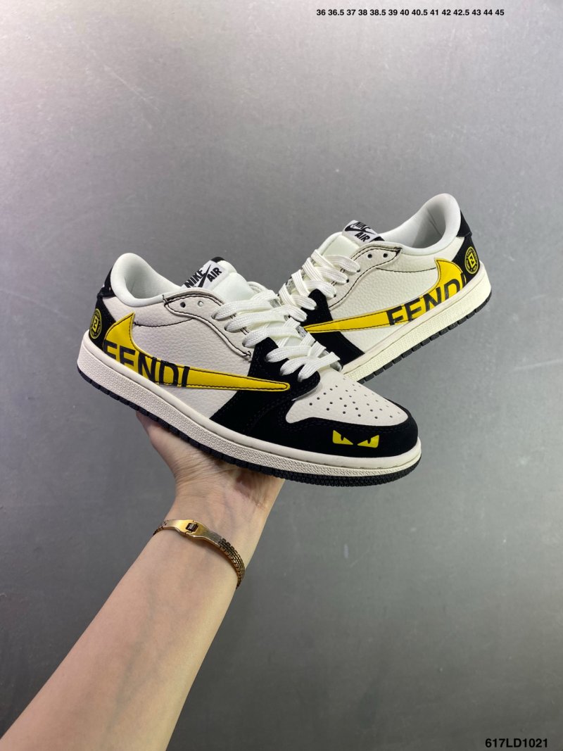Jordan Air Jordan 1 Low Custom Fendi Inspired Black Yellow White view