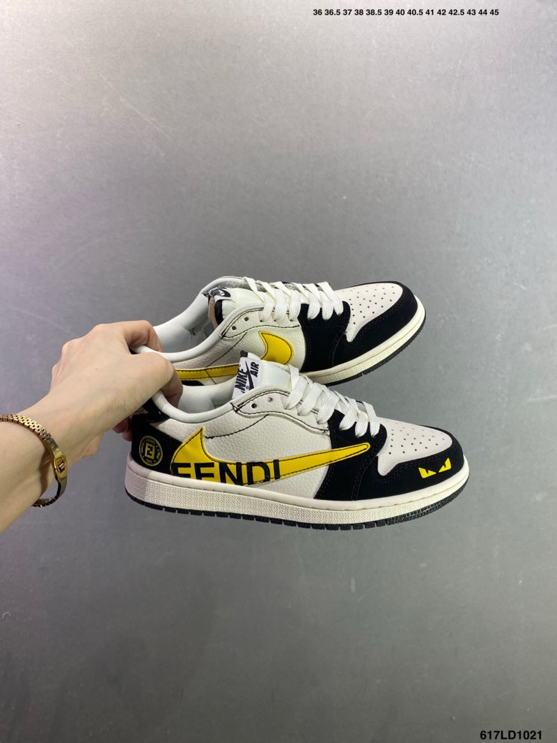 Jordan Air Jordan 1 Low Custom Fendi Inspired Black Yellow White view