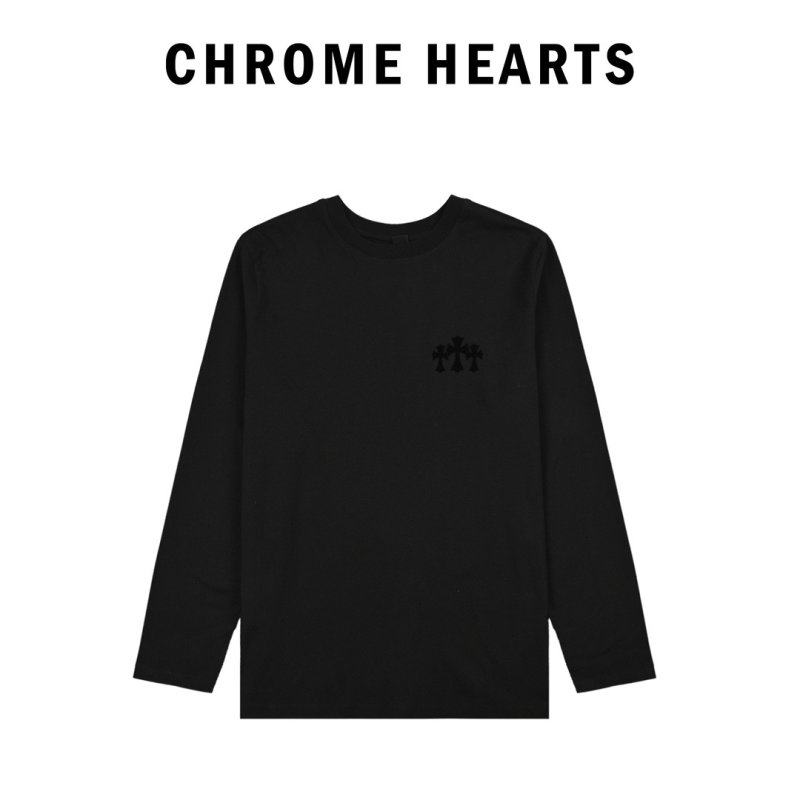 Chrome Hearts Cross Flocked Long Sleeve T-Shirt Black