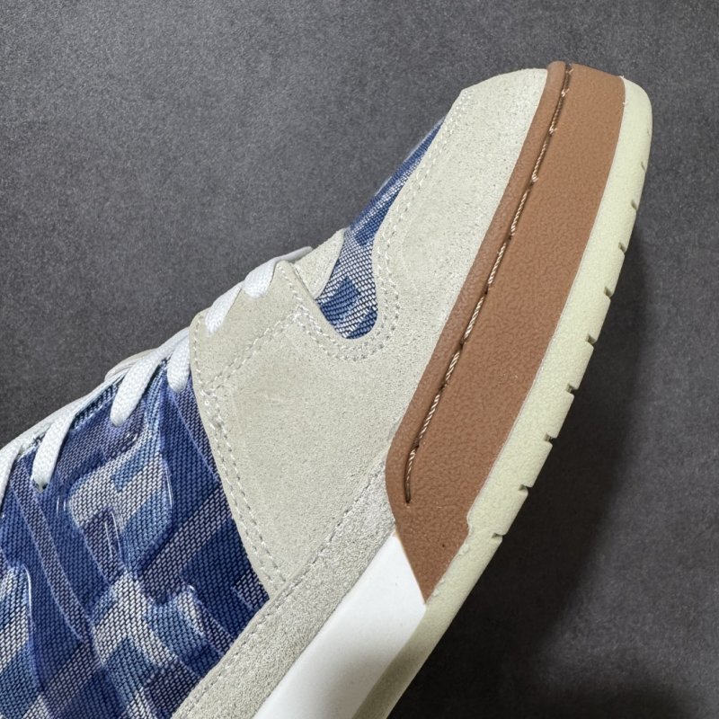 Fendi Match Low Top Leather Sneaker Blue Plaid Cream view