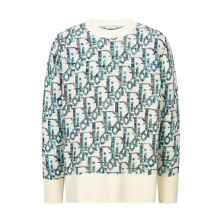 Dior CD25 Monogram Jacquard Crewneck Sweater Cream Multi