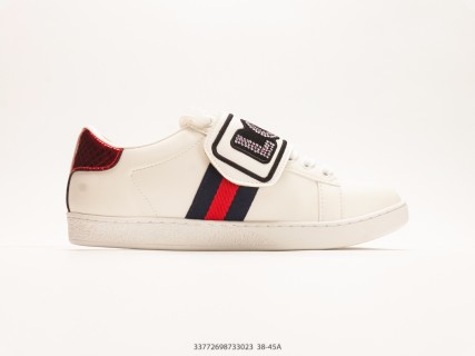 Gucci Ace Sneaker White Navy Red Crystal Patch Low Top 1:1 Rep view 2