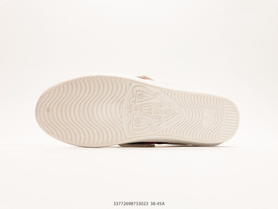 Gucci Ace Low-Top Leather Sneaker White Red Navy Stripe view